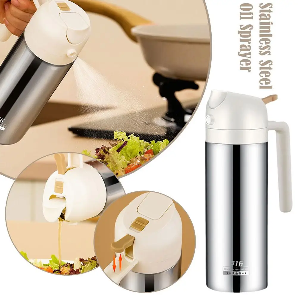 

Stainless Steel Spray Kettle Kitchen Household Oil Kettle Spray And Pour Dual-use Leak-proof Air Fryer Spray Bottle U5H2