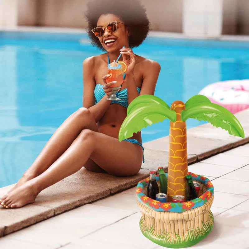 PVC Aufblasbare Wasser Bar Eis Eimer Pool Party Getränke Tablett Poröse Getränke Kühlung Tasse Halter