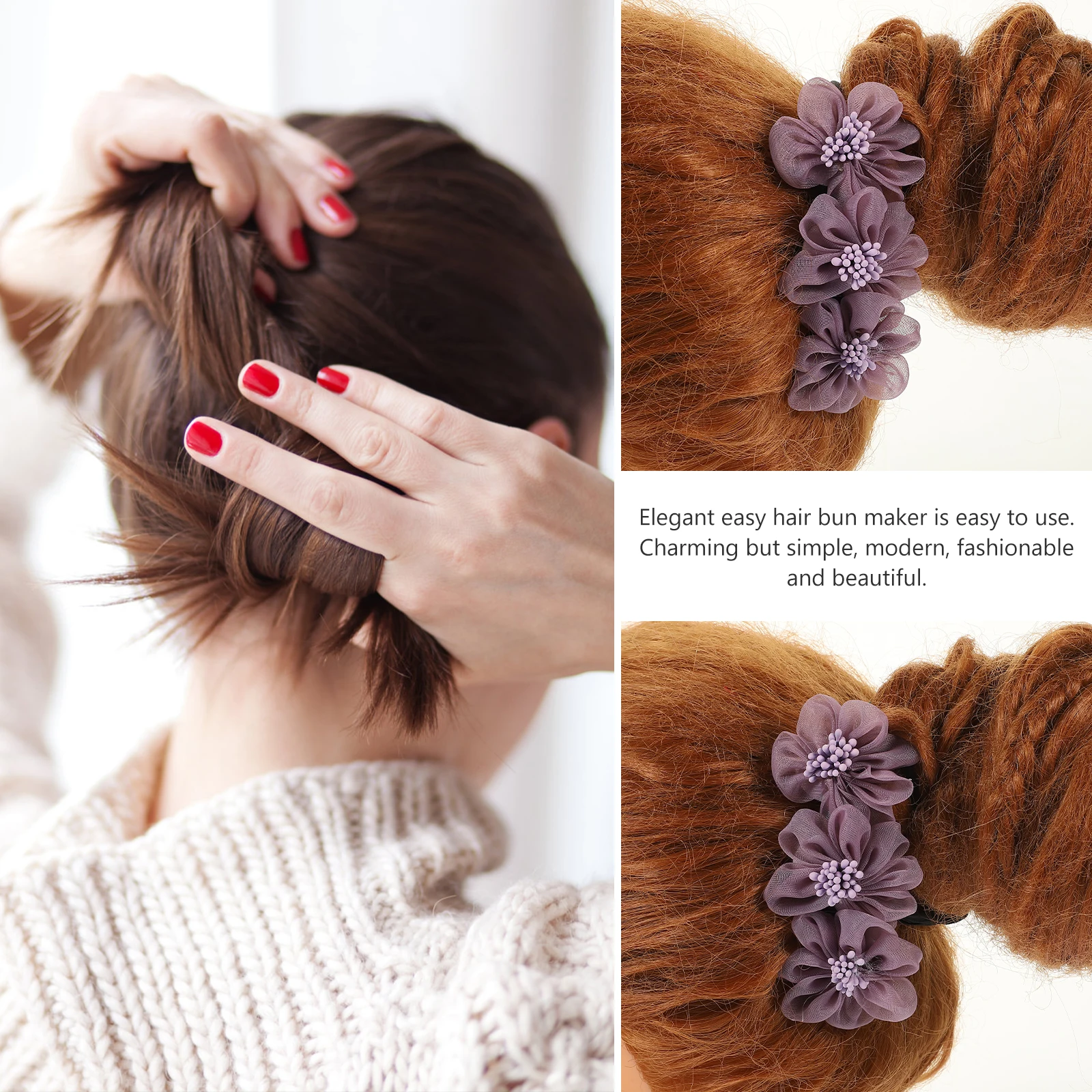 

Elegant Bun Maker Tools Lazy Curler Flower Bun Easy Use Women Long Hair Braiding Accessories Plastic Metal Satin Prom Party Hair