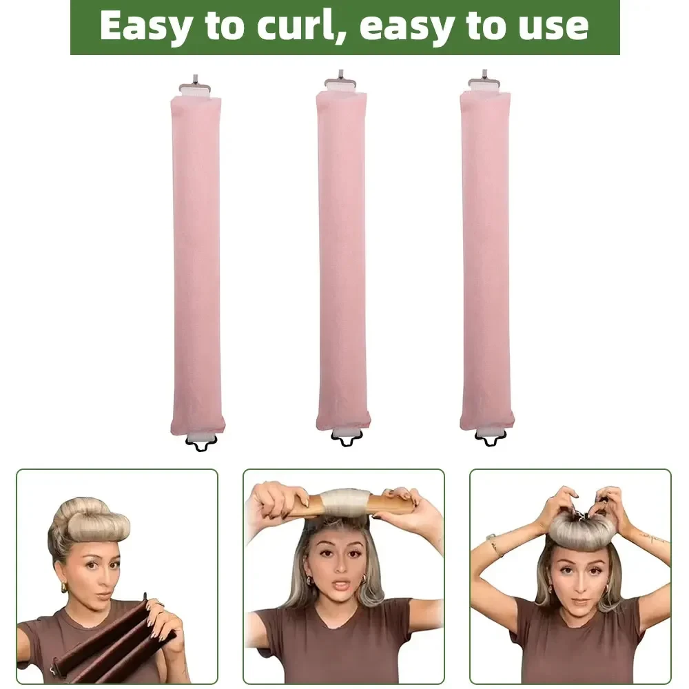 3PCS Heatless Curling Rod Headband Lazy Curler Sleep Hairdresser Women Hairdressing Foam Rollers Hook Type Hair Rod Strap