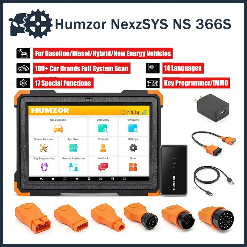 

Humzor NexzSYS NS 366S NS366 Full system OBD2 Scanner Car Diagnostic Tool TPMS 17 Reset ECU Key Programmer Support BT5.0 12V-24V