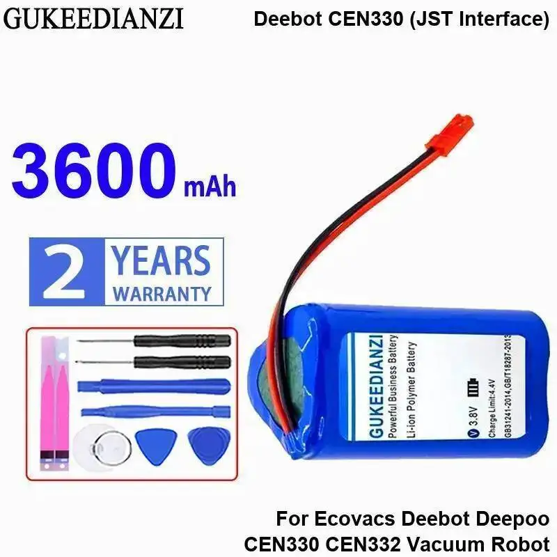 

Long Lasting For Ecovacs Deebot Deepoo CEN330 CEN332 Vacuum Robot Jst Interface Robotic Cleaner Battery 3600Mah