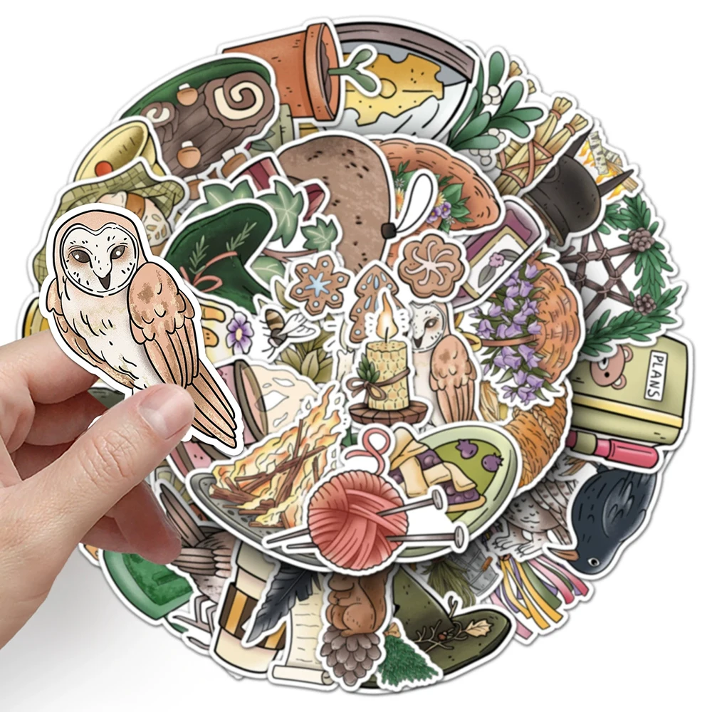 

10/30/50pcs Vintage Cartoon Forest Magic Stickers Waterproof DIY Skateboard Phone Notebook Bike Funny Graffiti Decals Decoration