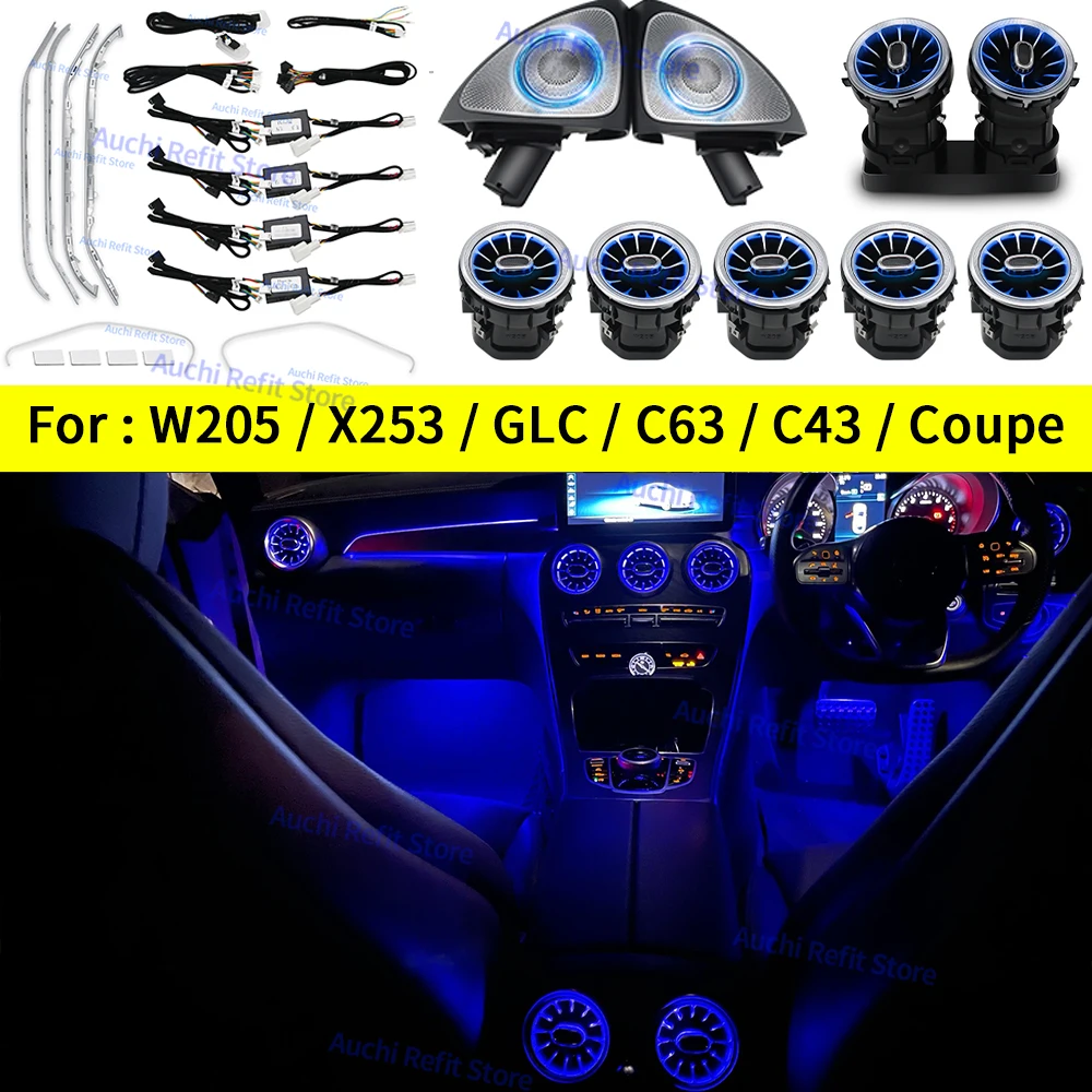 3/64Colours LED Ambient Lights For Mercedes Benz W205 X253 C Class GLC Coupe C43 C63s Interior Instrument Decorative Lamp Refit