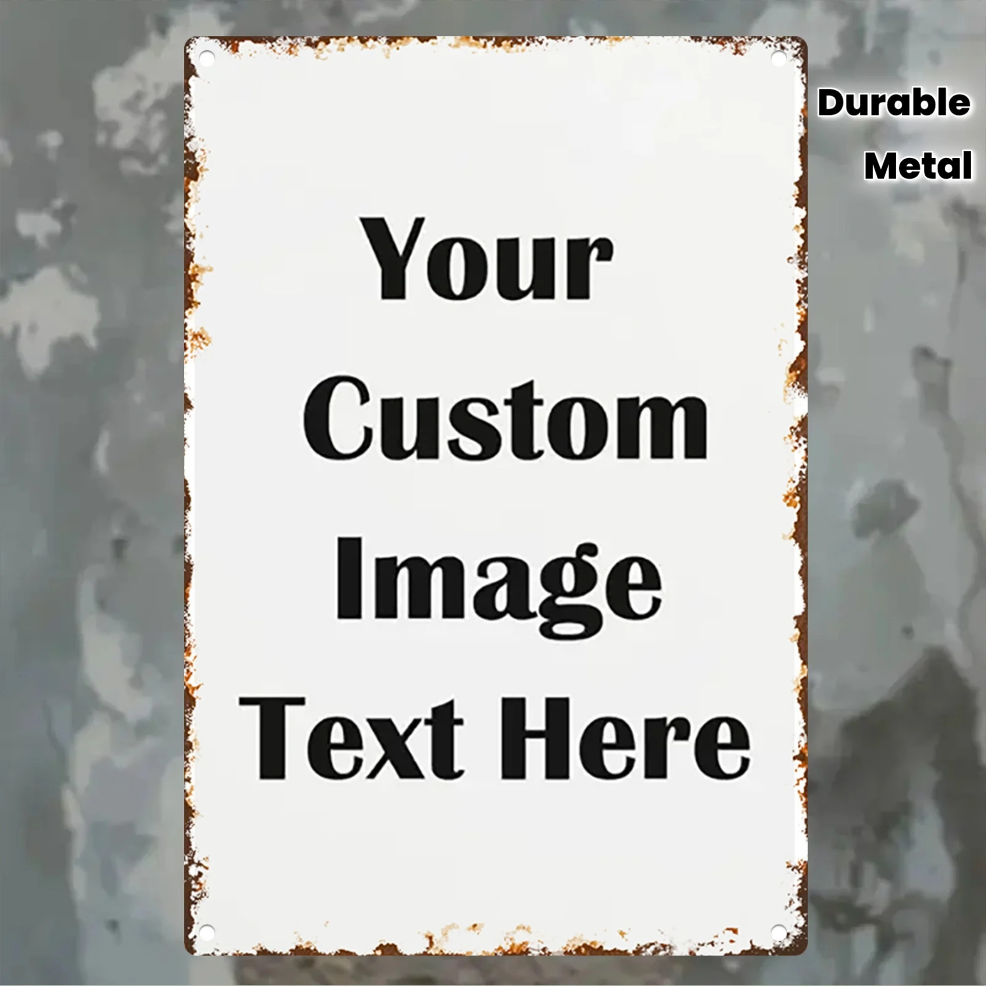 Custom Image/Text Metal Tin Sign - 12x8inch/30x20cm Personalized Vintage Wall Decor