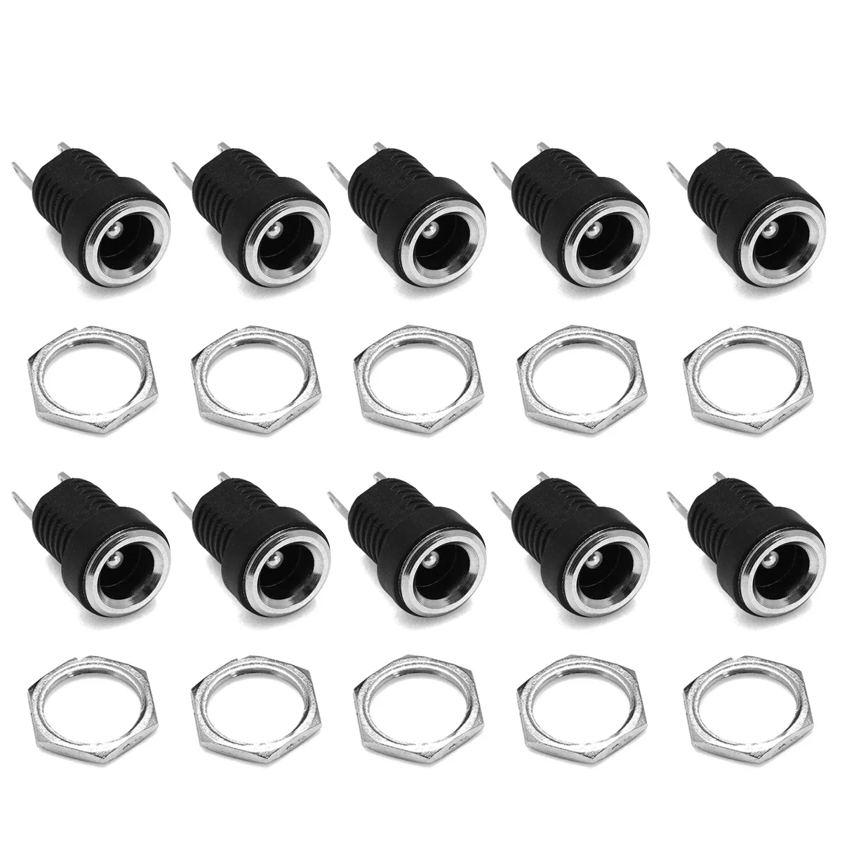 10pcs DC Power Socket 5.5 2.1mm 5.5 2.5mm Jack Plug Panel Mount Soldering Barrel Connectors Set 3A 12V Electrical Sockets