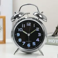 Retro Alarm Clock Bell 4inch Children's Wake Up Table Clocks With Night Light Digital Clock Home Bedroom Decoration Bedside Bell