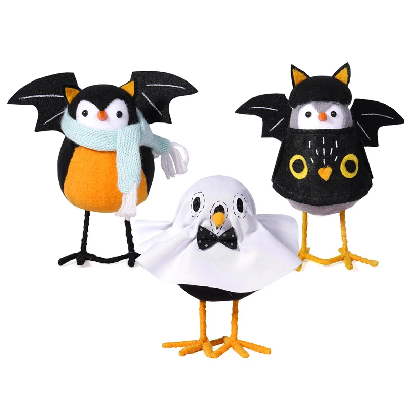 Halloween Birds Figurine para Decorações Desktop, Felt Birds, Window Display, Party Featherly Amigos