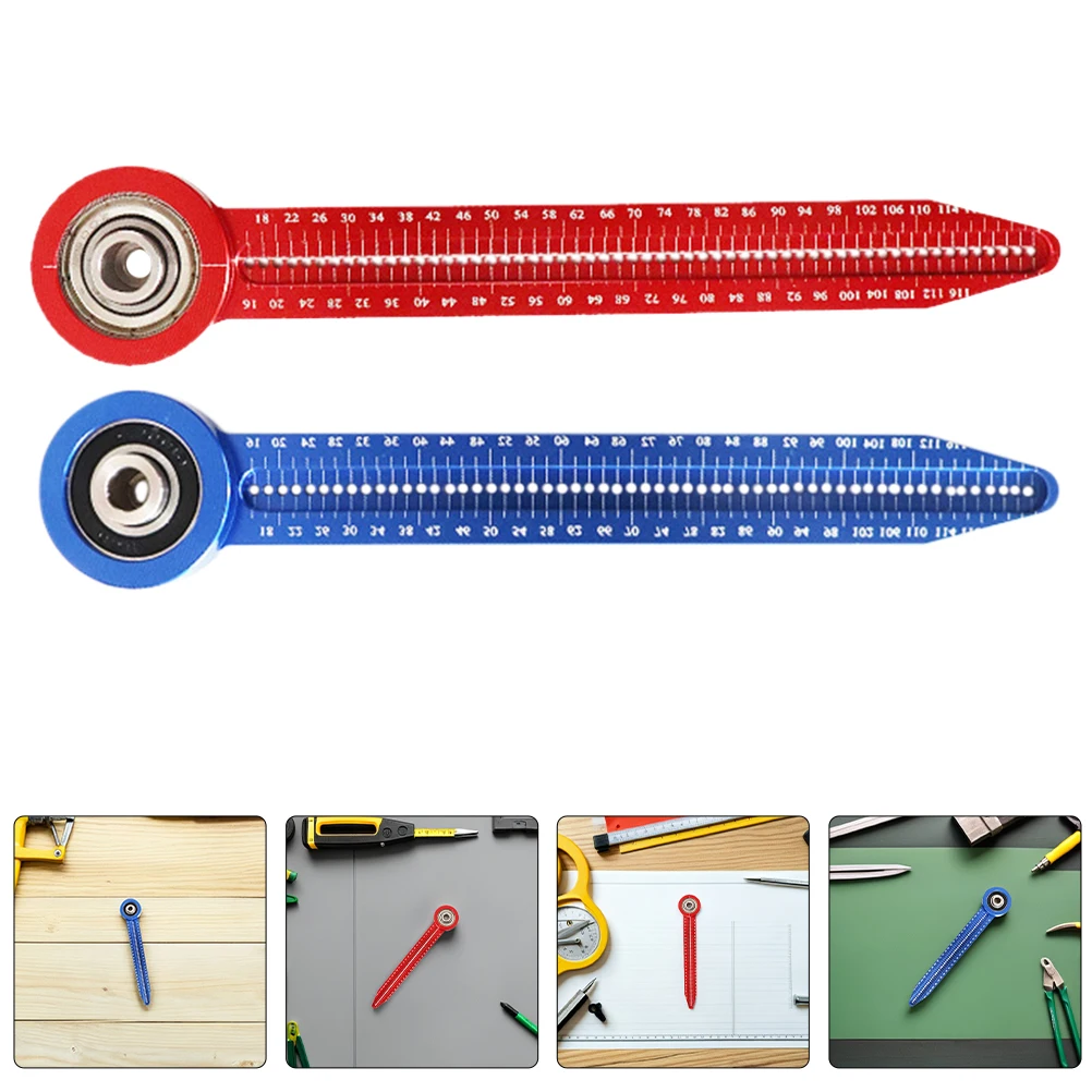 Mini regla de brújula de aleación de aluminio para carpintería, herramienta de dibujo circular de precisión, regla de dibujo multifuncional, 2 uds.