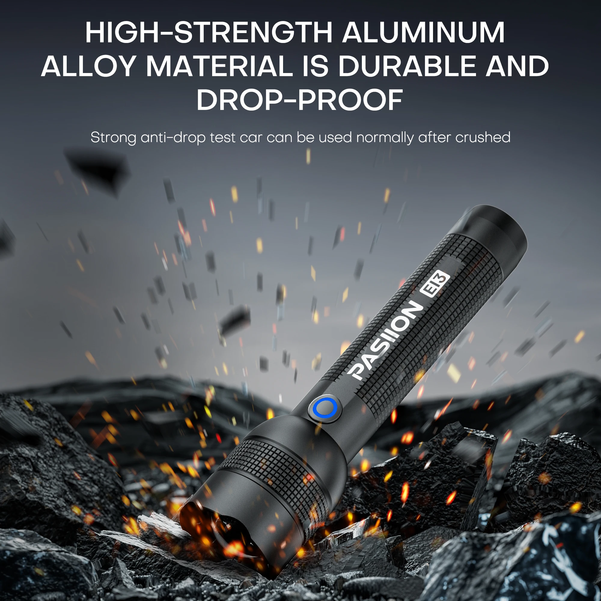 EDC Optical Zoom Flashlight Portable Flashlight With 4 Lighting Modes USB C Rechargeable For Self Defense Camping