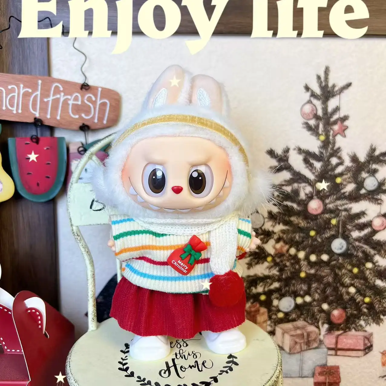 Conjunto de Ropa de Navidad para Labubu, Ropa de muñeca roja para Festival, accesorios para V3, Ropa de Labubu, Ropa de muñeca de peluche