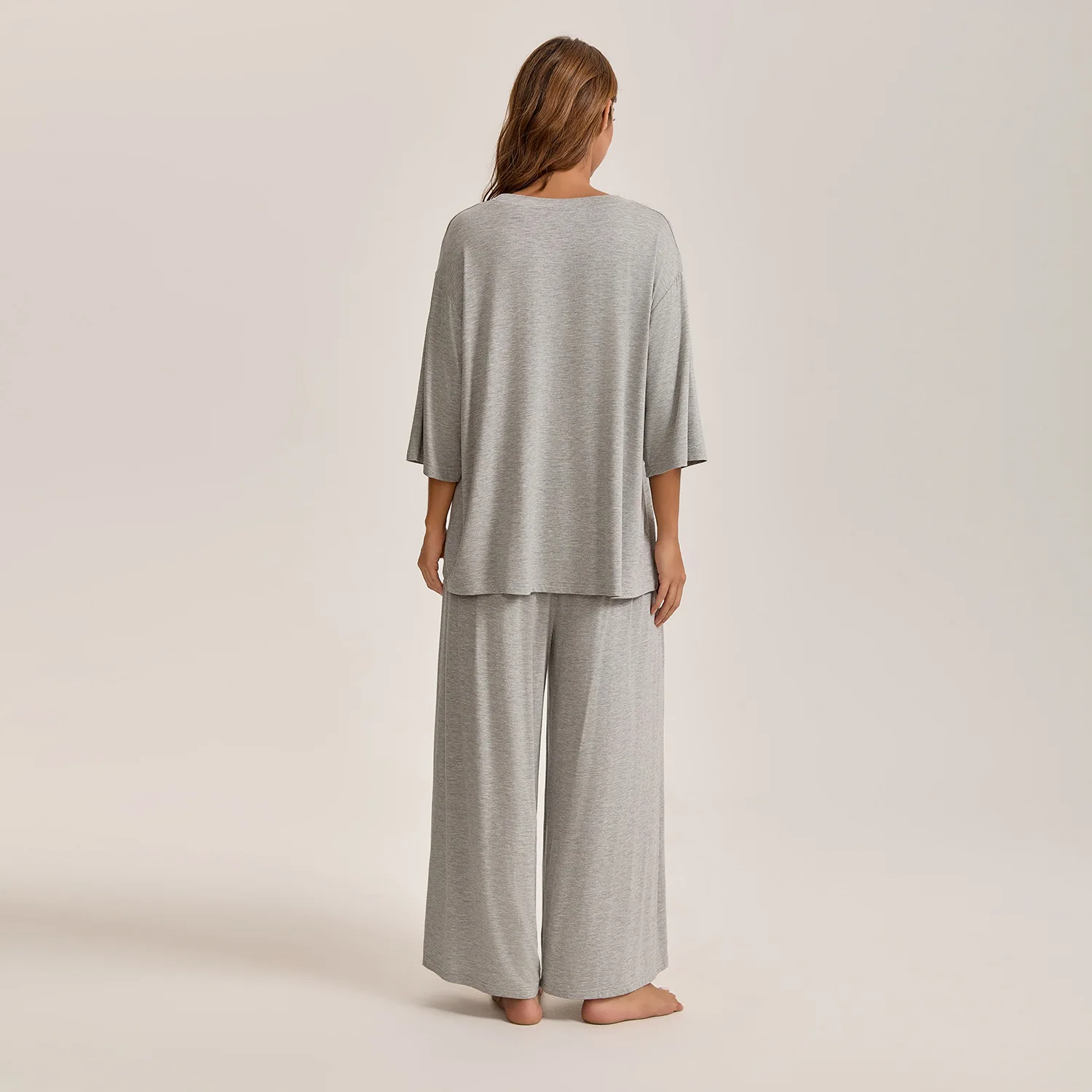 New European Women's Pajamas Short Sleeved Pants Suit Casual Two-piece Set For Women Loose Sleepwear Home Modal Pijama