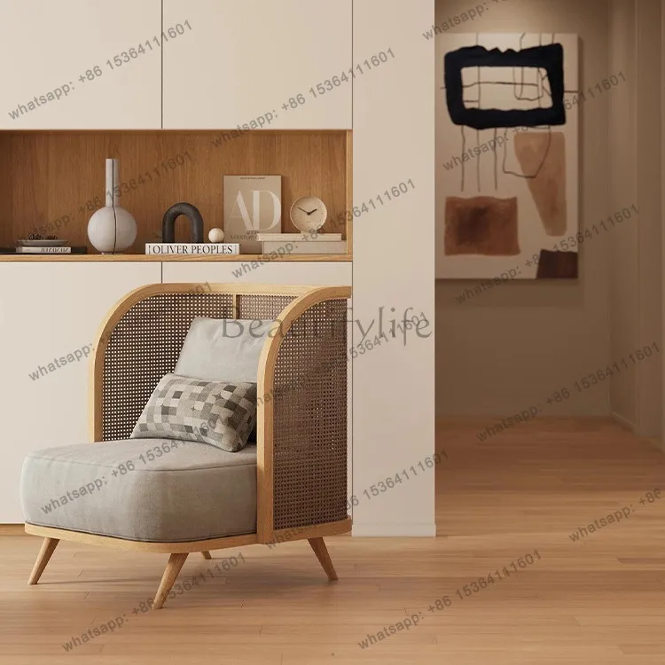 Solid wood simple sofa chair wabi sand wind negotiation single back chair