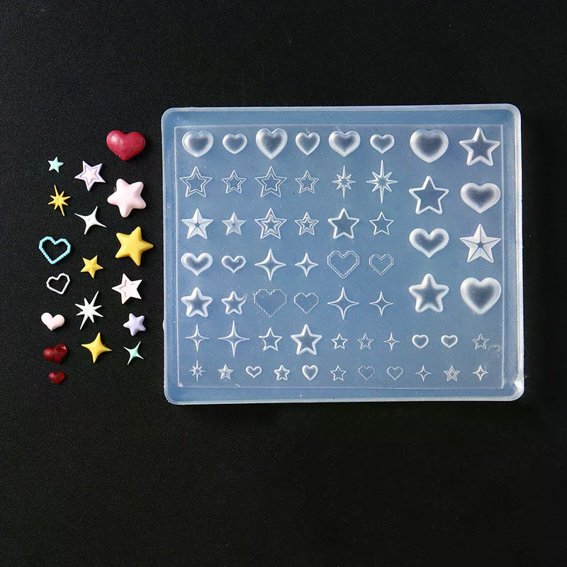 Starburst Star Heart Bow Tie Jellyfish Shell Flower Snowflakes Bowknot Nail Art Accessories Silicone Carving Mold Mould Template