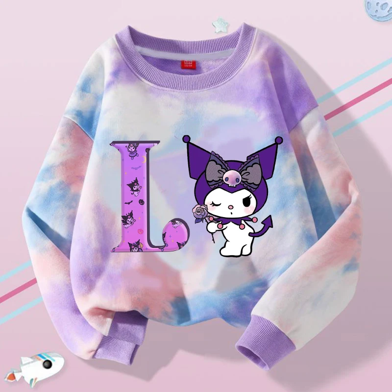 Nette Kuromi Mädchen Sweatshirts Kawaii Cartoon Brief A-Z Gedruckt Tops Kinder Winter Casual Sweatshirt Herbst Kinder Kleidung