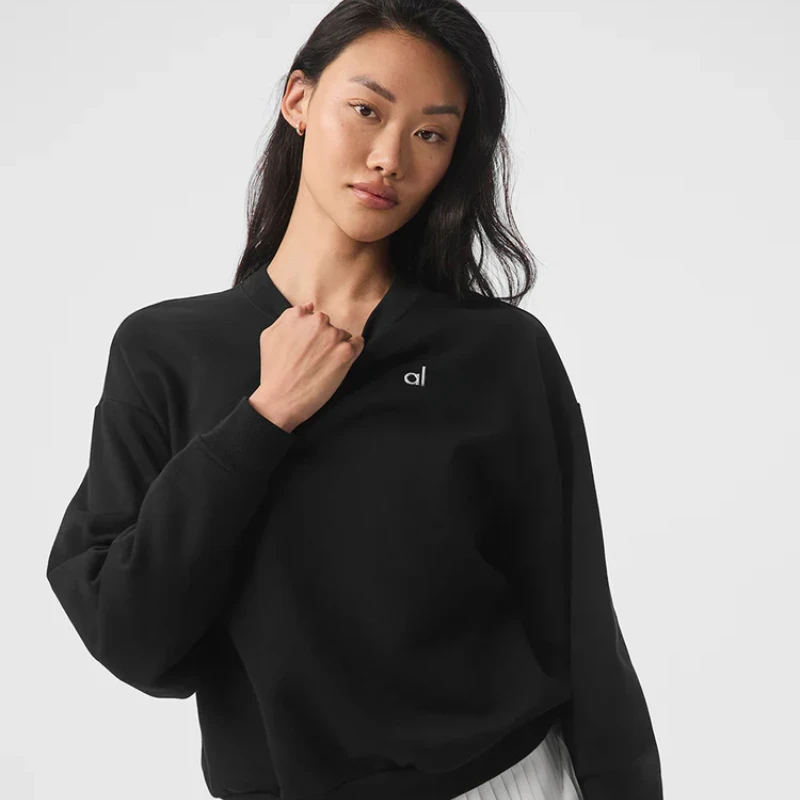 سويت شيرت AL برقبة دائرية، ملابس عصرية للخروج، فضفاضة ومريحة للجنسين، بأكمام طويلة، للرجال والنساء، بلوفر