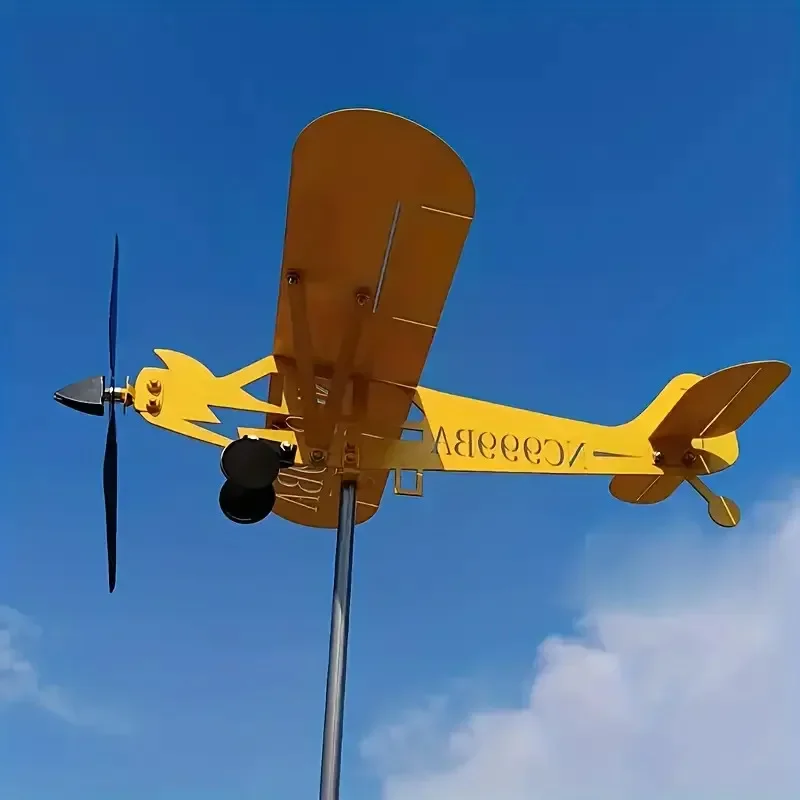 Metal Airplane Wind Spinner - Garden Decorative Propeller, Outdoor Iron Art Plane Model, Unique Yard Decor Gift