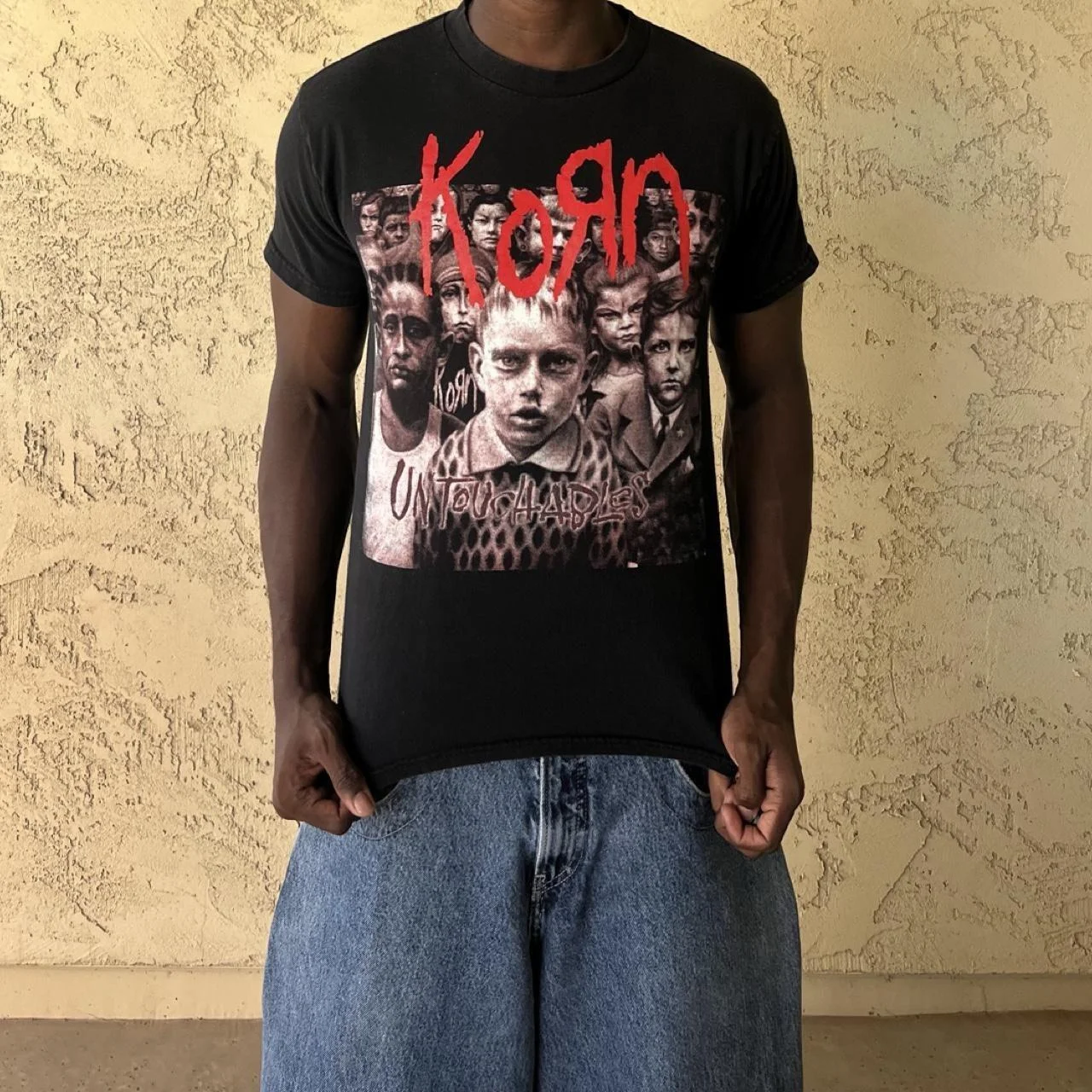 Korn Follow The Leader Cotton Printed T-Shirt Double-Sided Metal Band Tee Men's and Women's Oversize Couple Tee Tops