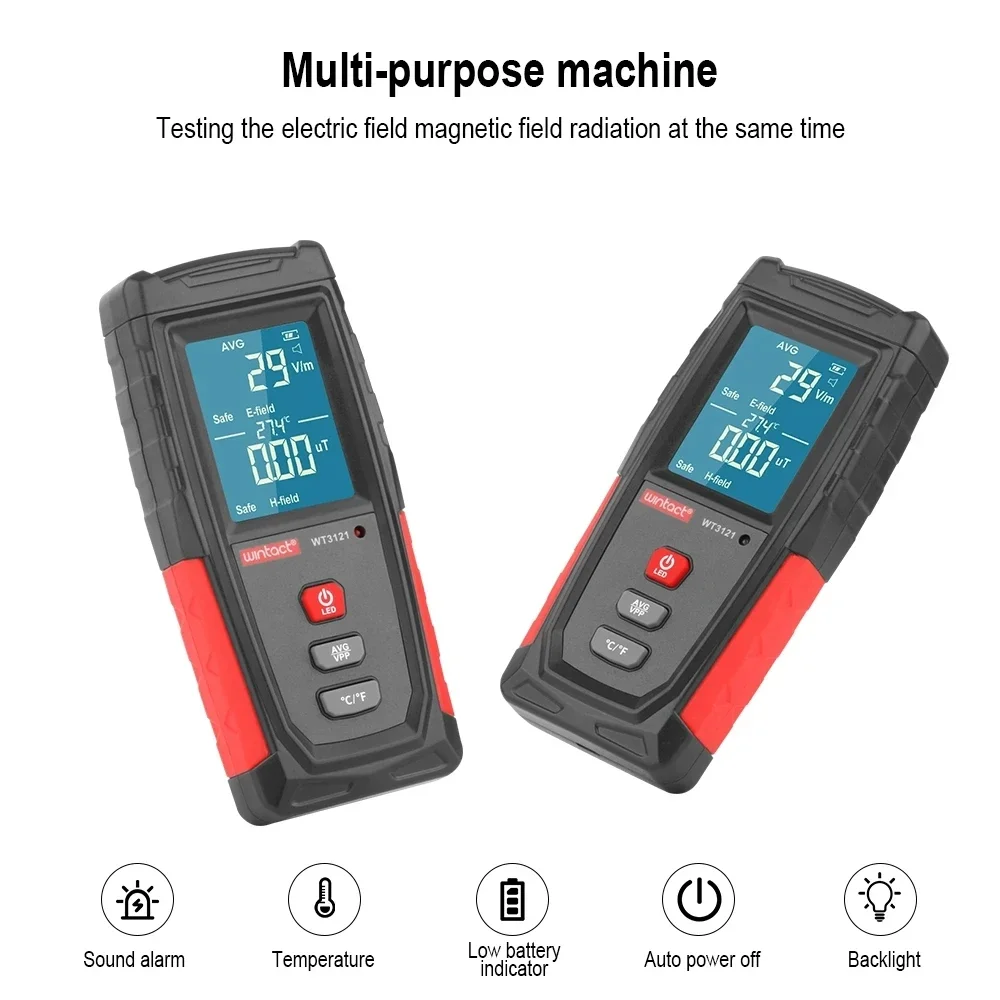 Digital LCD EMF Meter Electromagnetic Field EMF Detector Handheld Electromagnetic Field Radiation Tester WINTACT wt3121