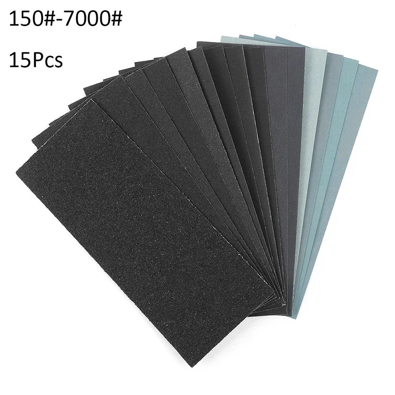 15pcs Sandpaper Set Wet Dry Sandpaper Polishing 150 To 7000 Grit Assortment Abrasive Paper For Sanding Wood Furniture Finishing