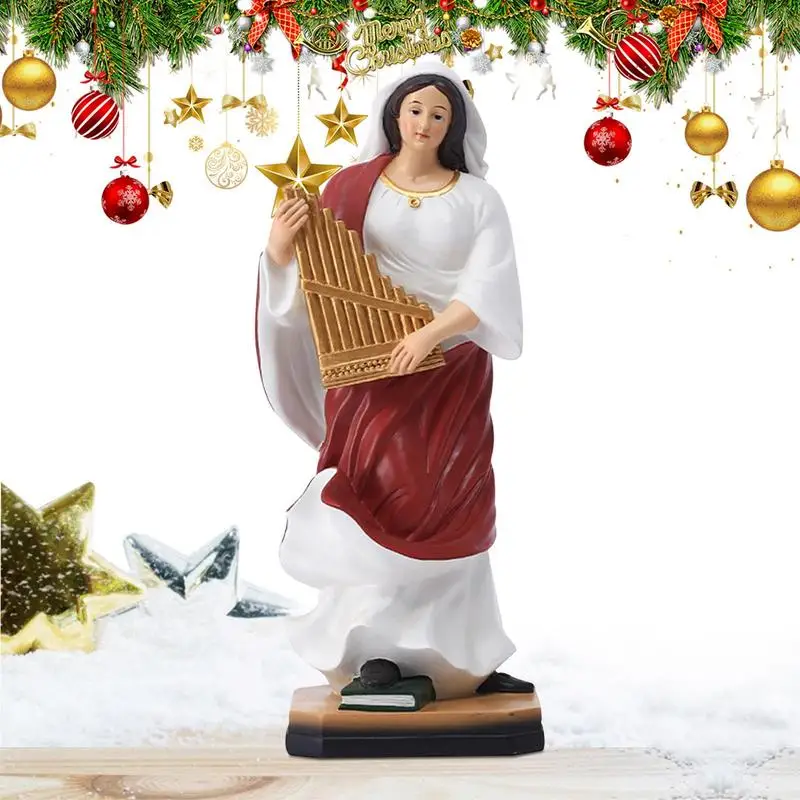 Musicians Statue Harp Figure Ornaments Religious Decor Patron Of Music Resin Sculpture Resin Crafts Christmas Decoration