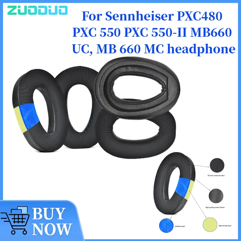 

ZUODUO Cooling Gel Earpads Compatible for Sennheiser PXC480 PXC 550 PXC 550-II MB660 UC, MB 660 MC Headphone Earpads Cushions
