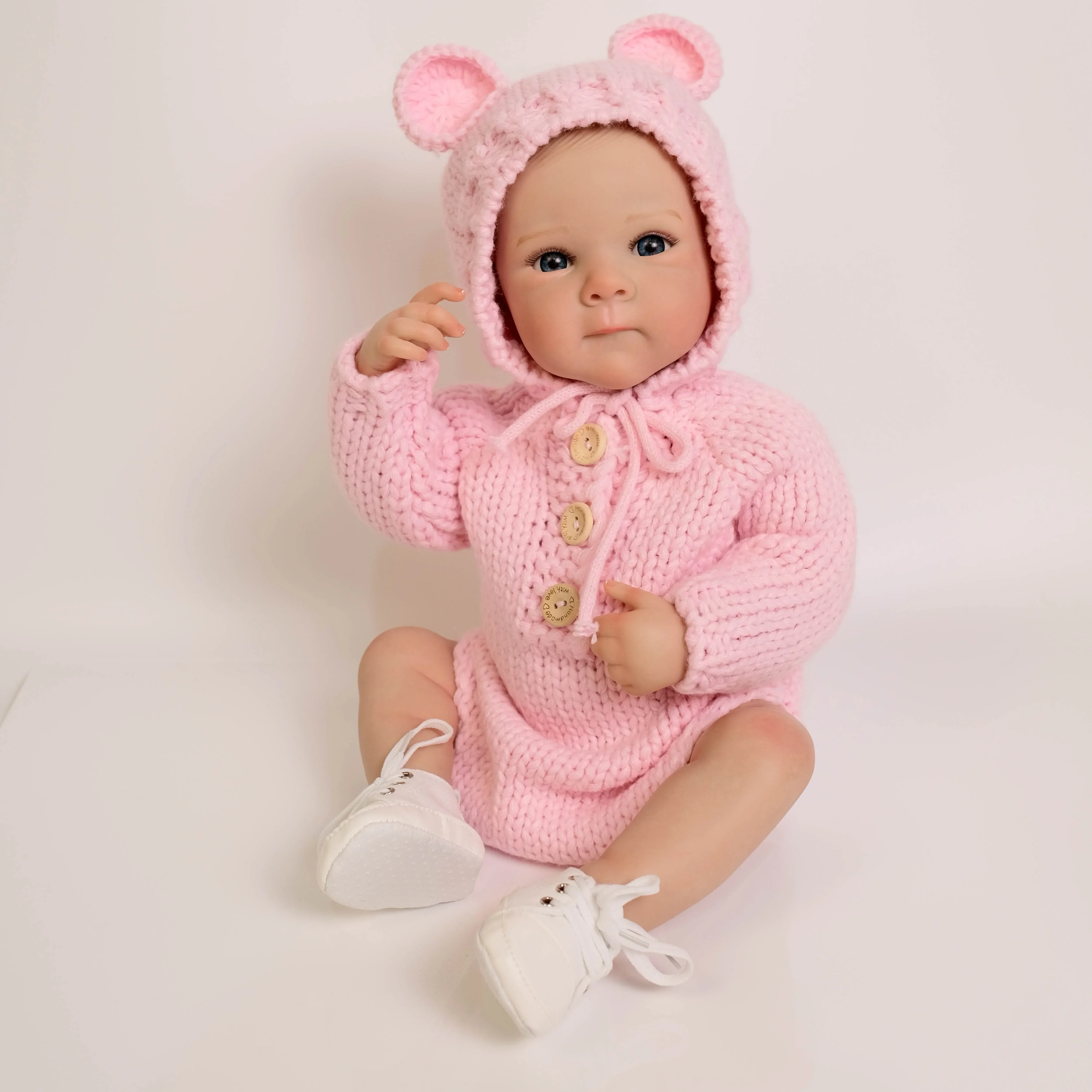 NPK 19inch Reborn Baby Full Body Vinyl Bettie  Soft Body with Hand Draw Hair 3D Skin Multiple Layers Painting with Visible Veins