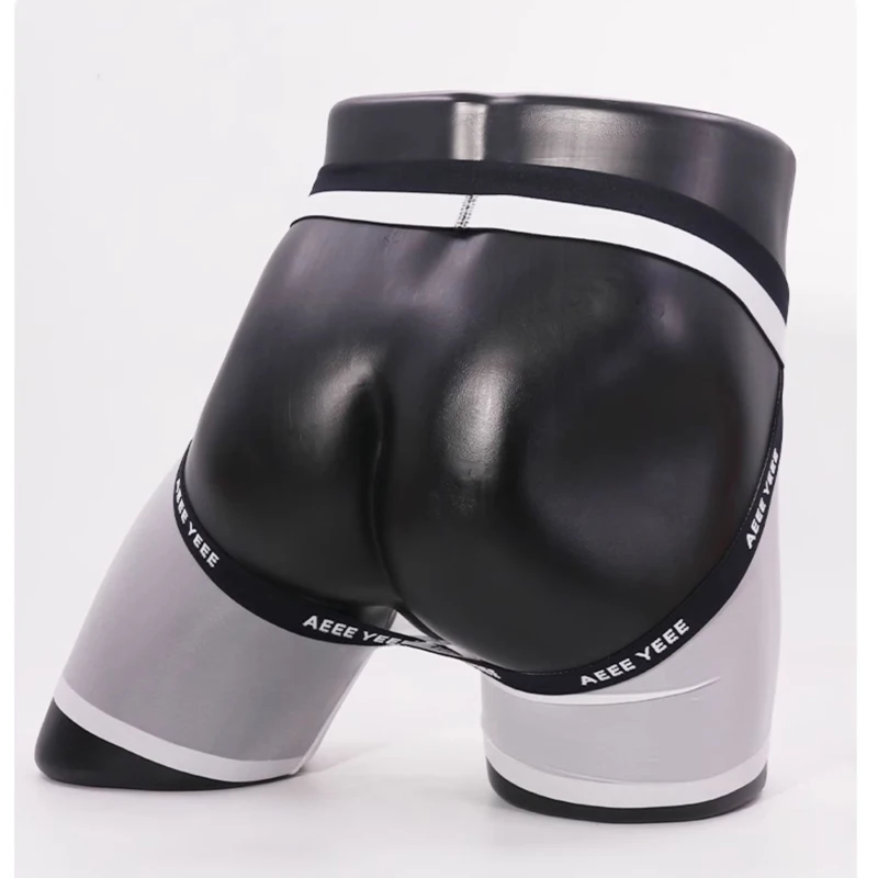 شورت بوكسر رجالي رفيع للغاية من الحرير الجليدي مجوف من الخلف مثير وشفاف على شكل حرف U حقيبة كبيرة للتهوية وسريع الجفاف #6