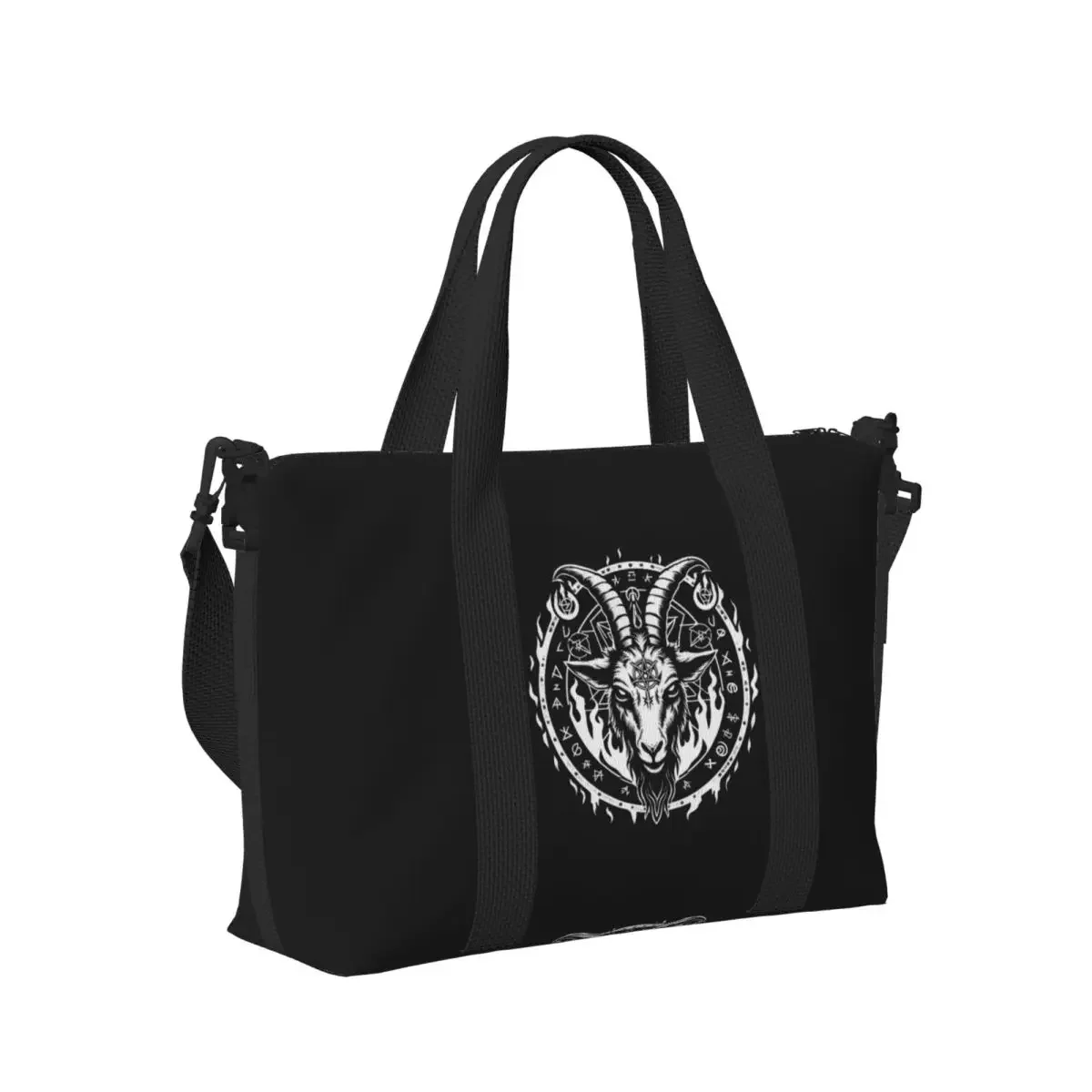 

Cover Pentagram With Demon B-Baphomet-S S-Satanic-S G-Goat-S Head Binary Symbol Travel Bag Tote Bags Duffle Shoulder Bag