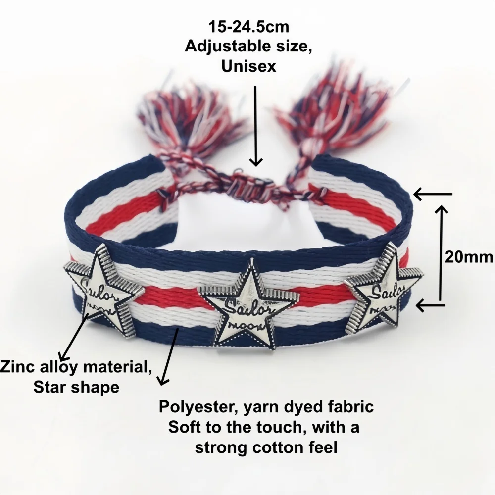 Vintage-Armband mit Sternnieten, handgefertigt, gewebtes Seilarmband mit Quasten für Damen und Herren, zum Kombinieren, Armreif, Handkette, Modeschmuck, Großhandel – Detail 2