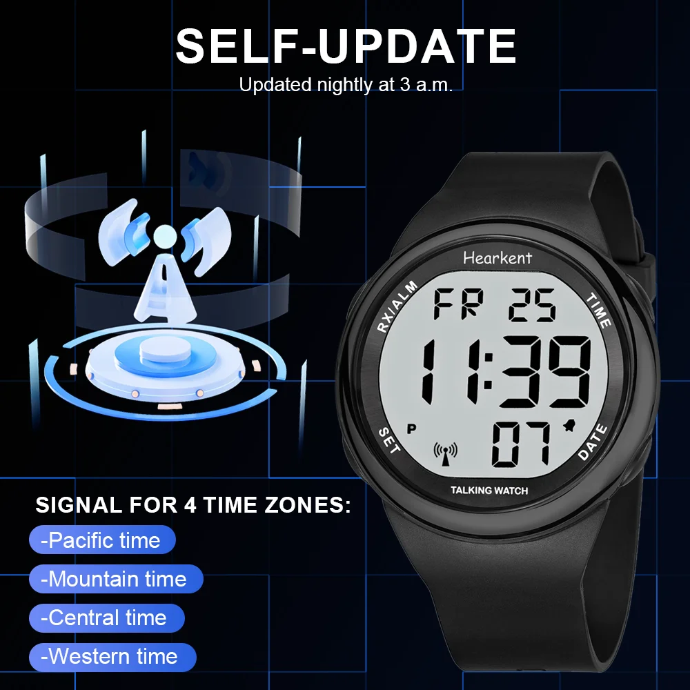 Reloj parlante para hombre ciego, pulsera electrónica Digital con alarma para personas con discapacidad visual o mayores, en inglés