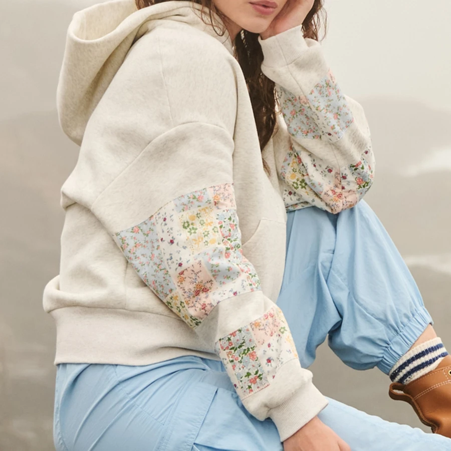 Premium K Pop Alternative Clothes Hoodies Y2K Flower Patchwork Hoodie Sweatshirt voor dames