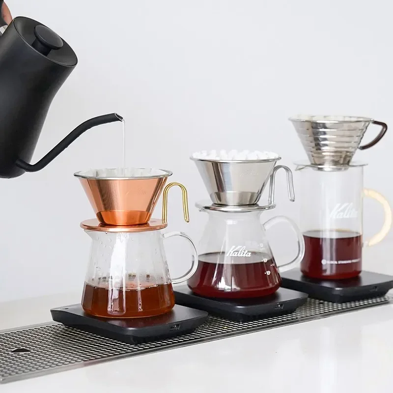 Kalita Stainless Steel Cake Shape Filter Cup Hand Punch Reusable Coffee Powder Holder Drip Type Coffee Appliance