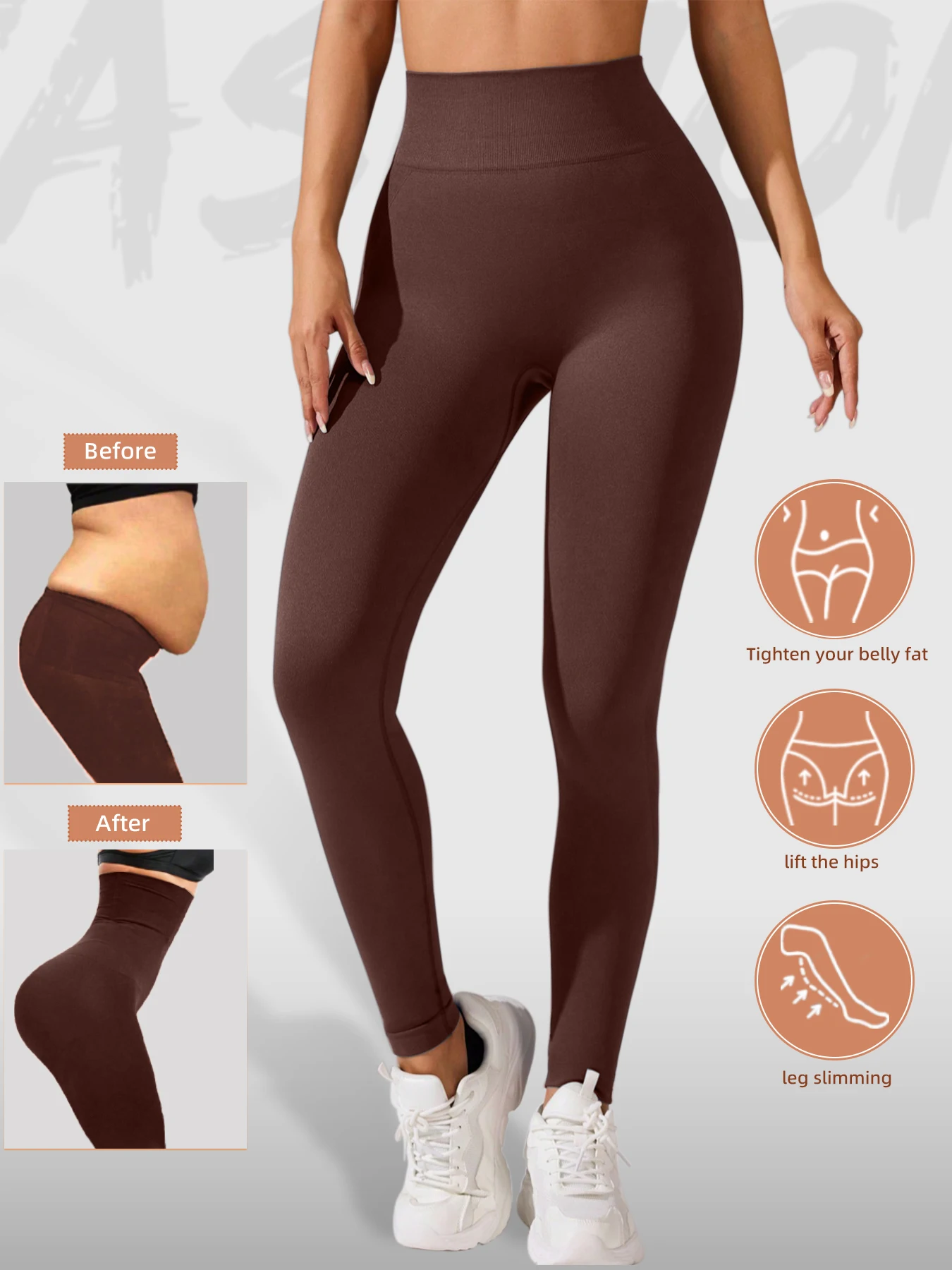 3 قطعة سراويل رياضية نسائية عالية المرونة بدون خياطة بلون واحد ، سراويل ضيقة للنساء في البطن