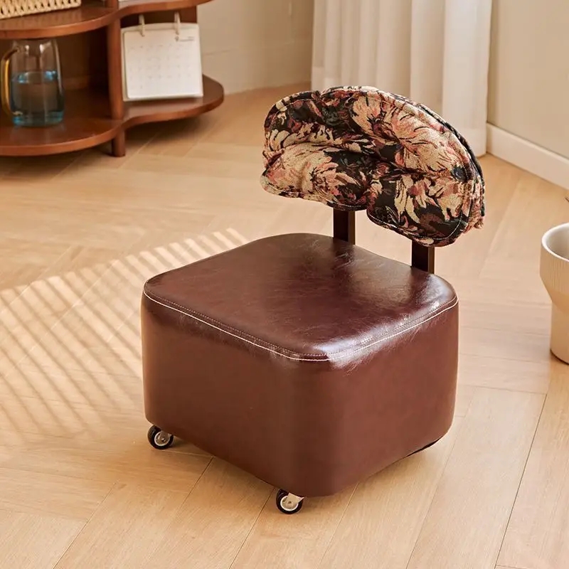 HYS Home Sofa Shoe Change Living Room Low Stool Chair Back Chair Advanced Pulley Small Stool Shoe Change Stool
