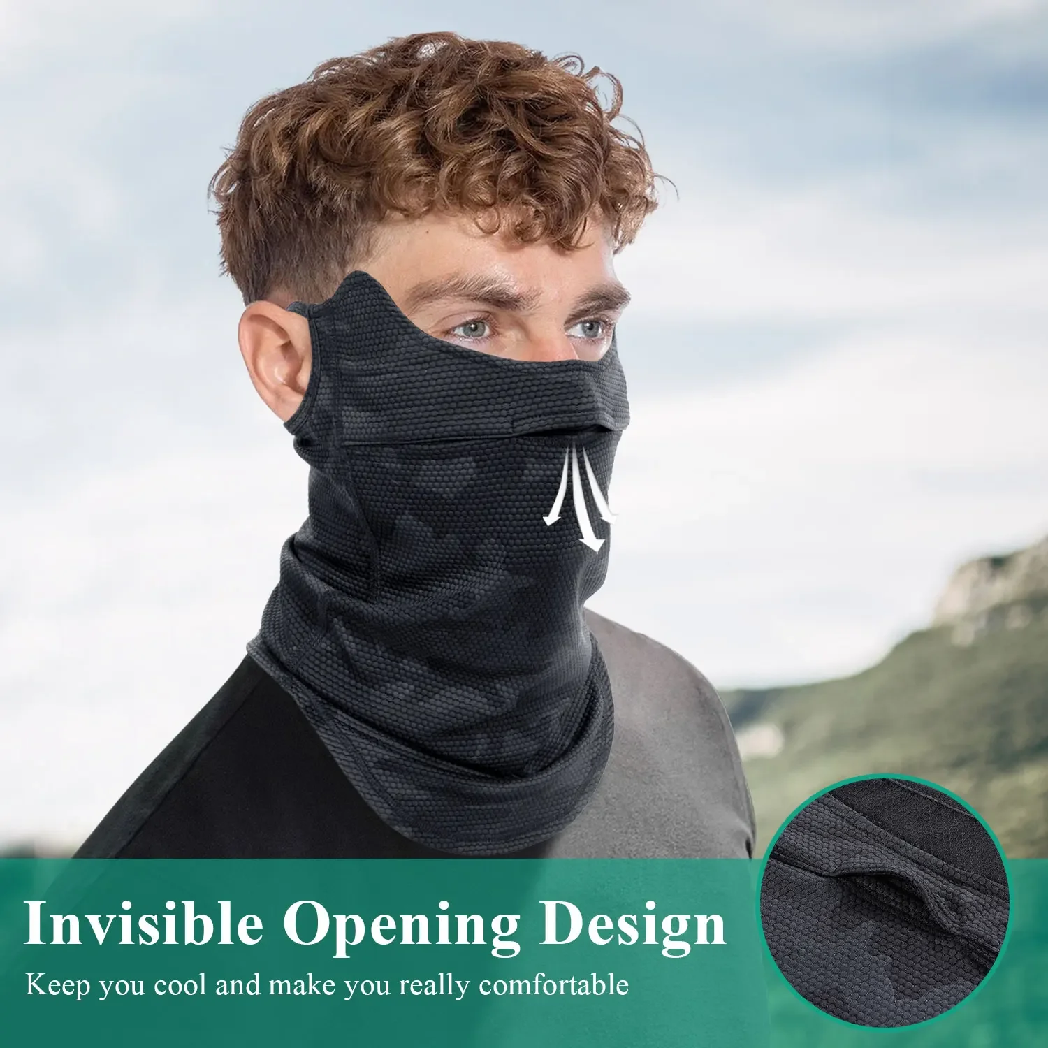 Ice Cooling Bandana Sun Protection Face Cover Mask Breathable Camo Neck Warmer Gaiter Sport Hiking Camping Fishing Cycling Scarf