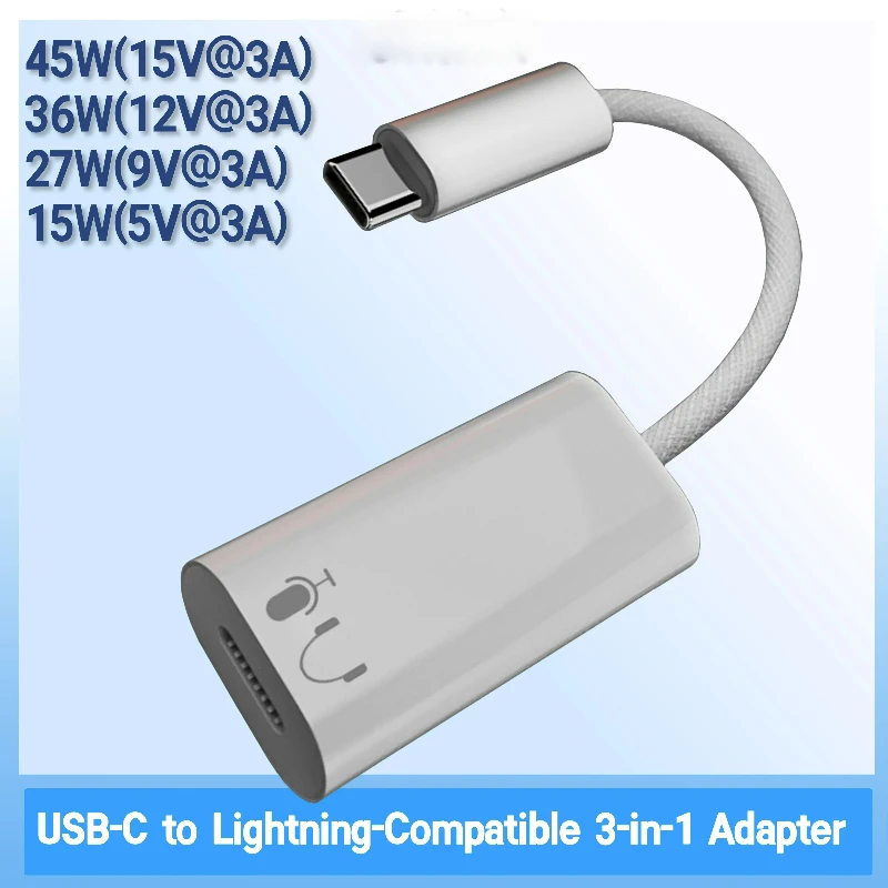 USB C To Lightning Audio Headphone Adapter for IPhone 15 Pro Max IPad Pro Samsung USBC Type C To IOS Aux Earphone Cord Connector