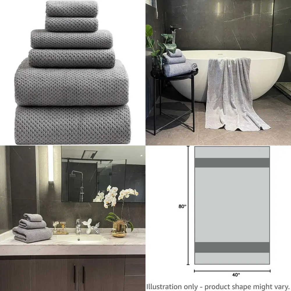 

Большие 40x80 мягкие и быстросохнущие простыни для ванной из микрофибры для взрослых — 6 шт., серые
