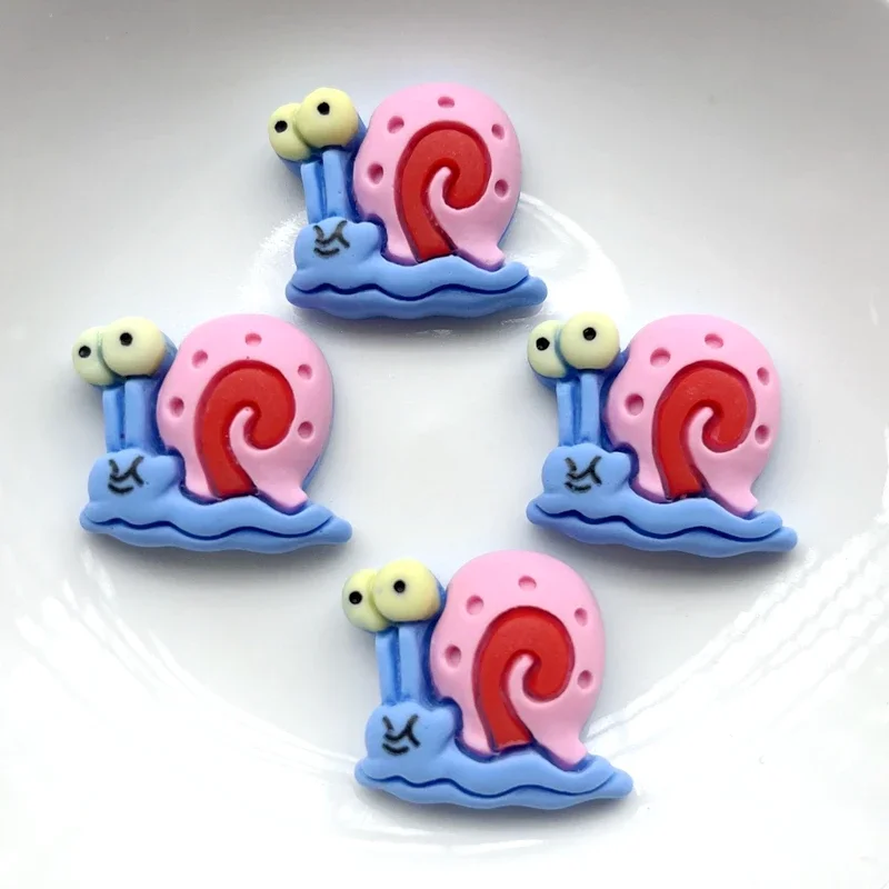 Hand-painted resin Kawaii colored snails, crabs, animals, flat stone figures, 10PCS scrapbook, DIY decorative handicrafts