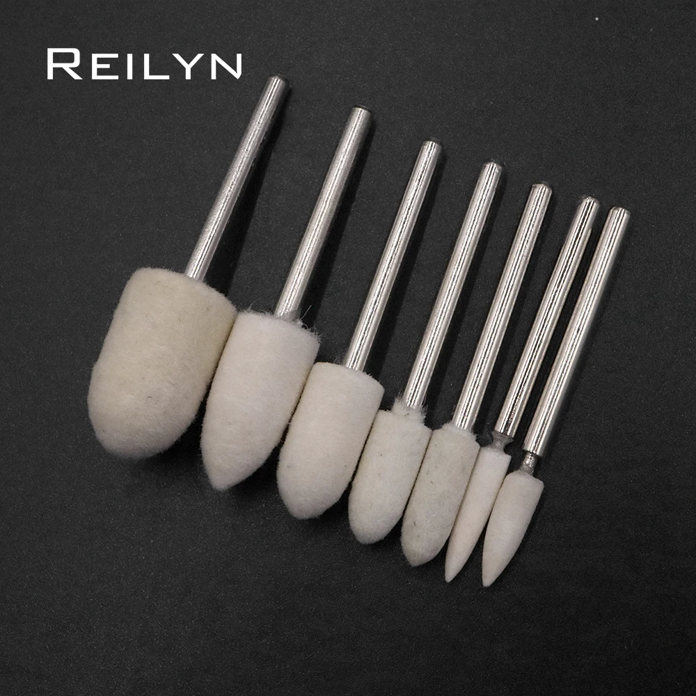 Reilyn 10pcs Felt Polishing Buffing Wheel 3-12mm for Dremel Rotary Tools Jewelry Metal Stone Polishing Wool Accessories Kit