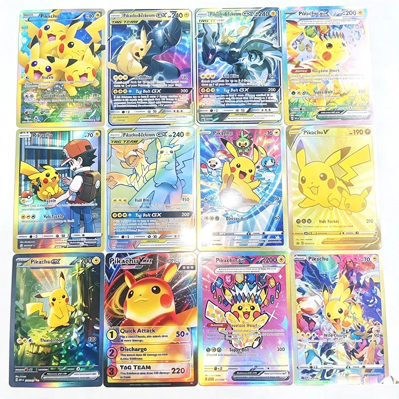 Tarjetas Coleccionables de Pokémon en Inglés, Pika PTCG, Zekrom, GX TAG TEAM, Ash VMAX, Ex, Colección de Juego, Tarjetas de Escritorio para Estudiantes, Sun Moon Team Up, Tarjetas Flash, Regalo