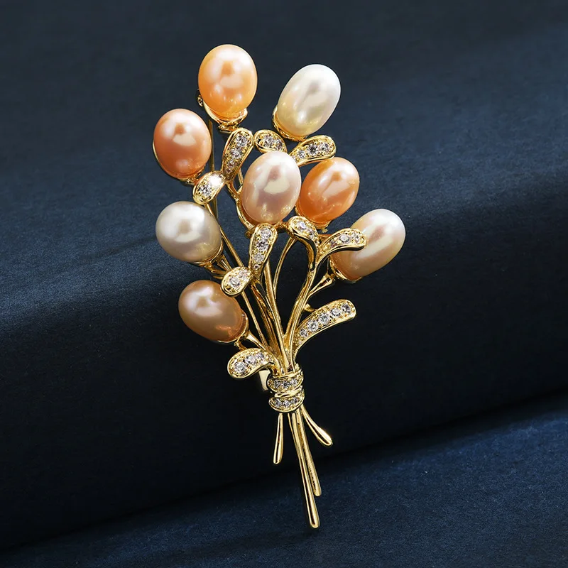 

Brooch High-Grade Minority Fashion New Freshwater Pearl Bouquet Corsage High-End Women's All-Match Clothing Creative Accessories