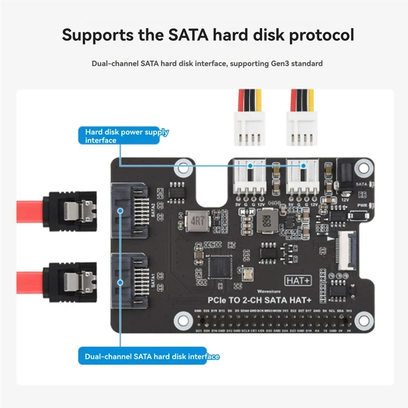 AT82-Per scheda di espansione Raspberry Pi5 Pcie a SATA con EEPROM HAT + compatibilità multi-dispositivo