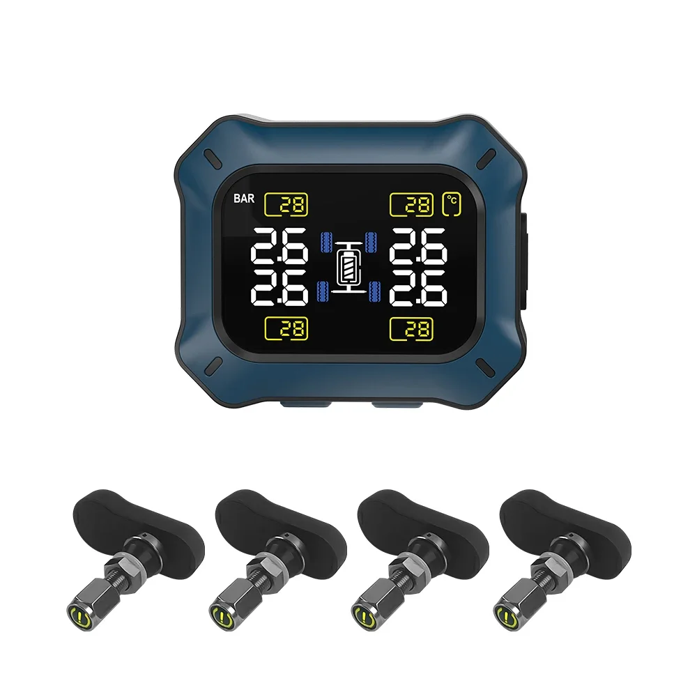 

Universal 4Pcs Internal Sensors Wireless Motorcycle TPMS Tire Pressure Monitor System+Alarm LCD Display,for POLARIS HONDA Suzuki