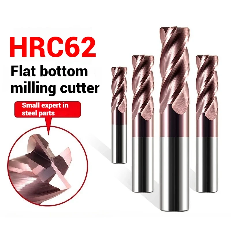 CNC Carbide Alloy End Mill 4 Flute Metal Steel Machining Tool Router Bit 4 6 8 12 Shank HRC62 CNC Tungsten Milling Cutter tools