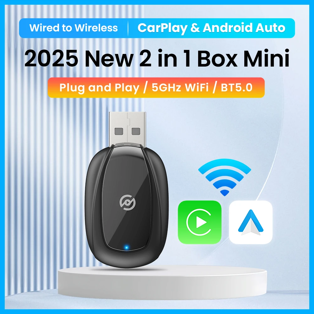 

TIMEKNOW Wireless CarPlay Adapter Mini 2in1 Android Auto Adapter compatible with 98% of cars with original wired CarPlay