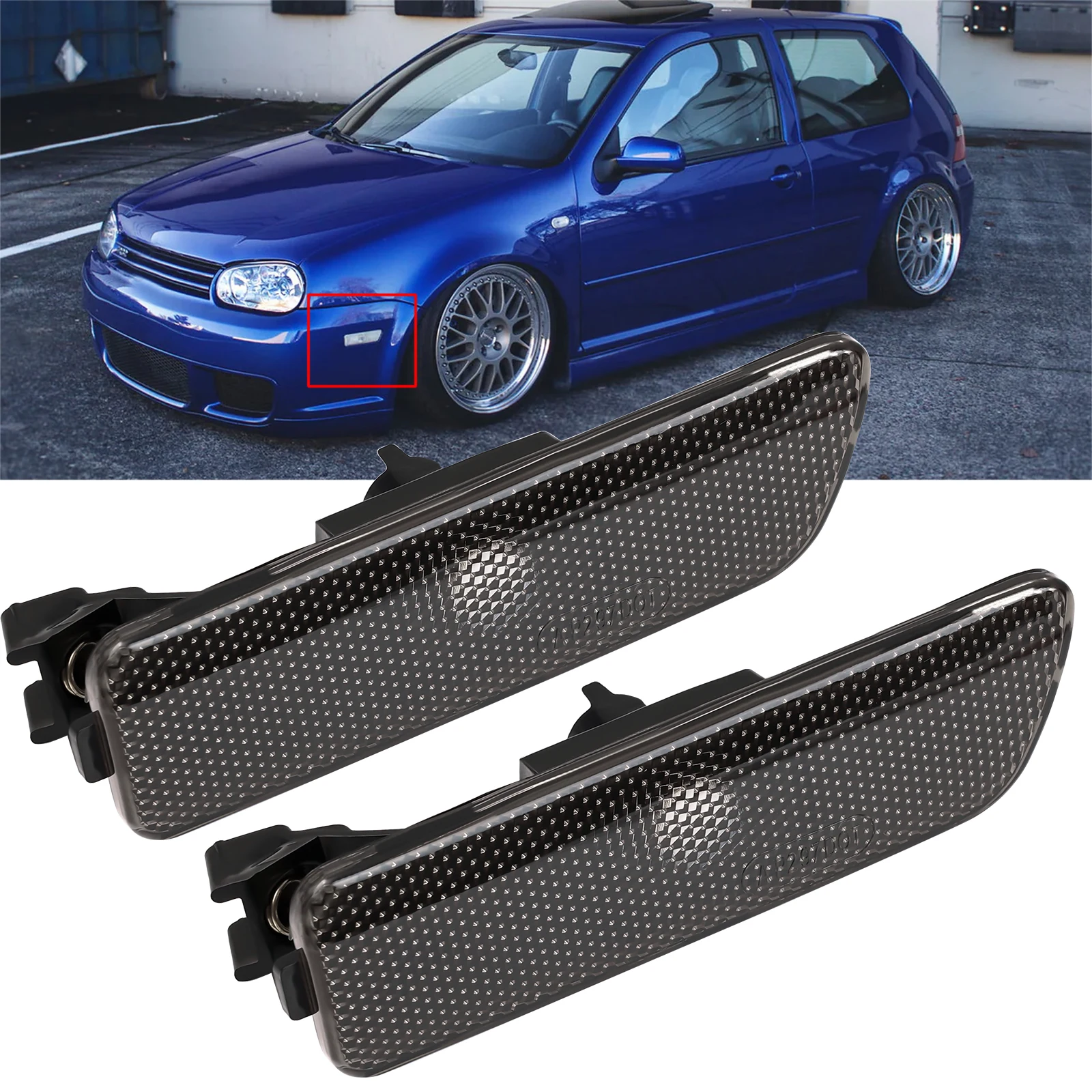 Left Right Car Front Side Marker Lights Turn Signal Lamp Indicators for Volkswagen VW Golf 4 Jetta MK4 1999-2005 Blinker Lens view 3