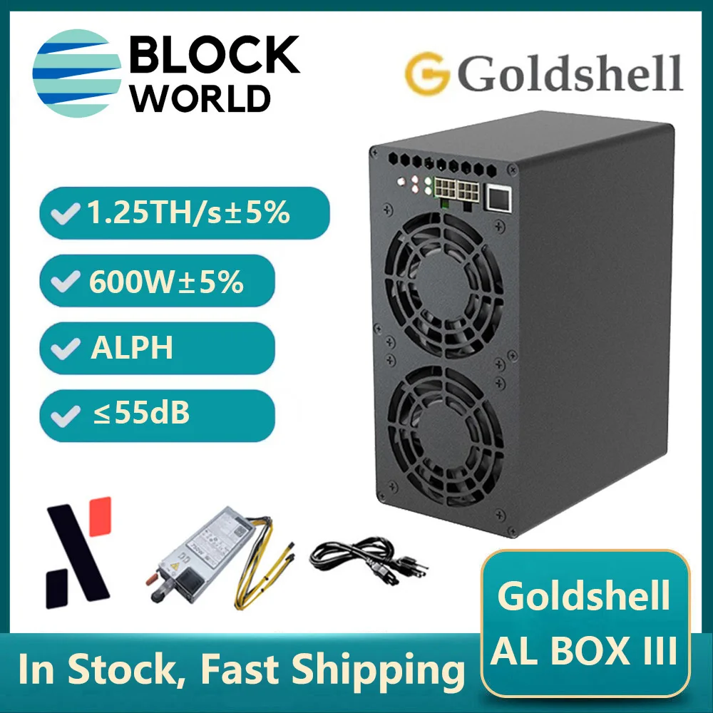 New Goldshell AL BOX III 1.25Th/s 600W AL BOX 3  with PSU ALPH Miner Blake3 Algorithm Alephium Mining Crypto ALPH Miner ALBOX