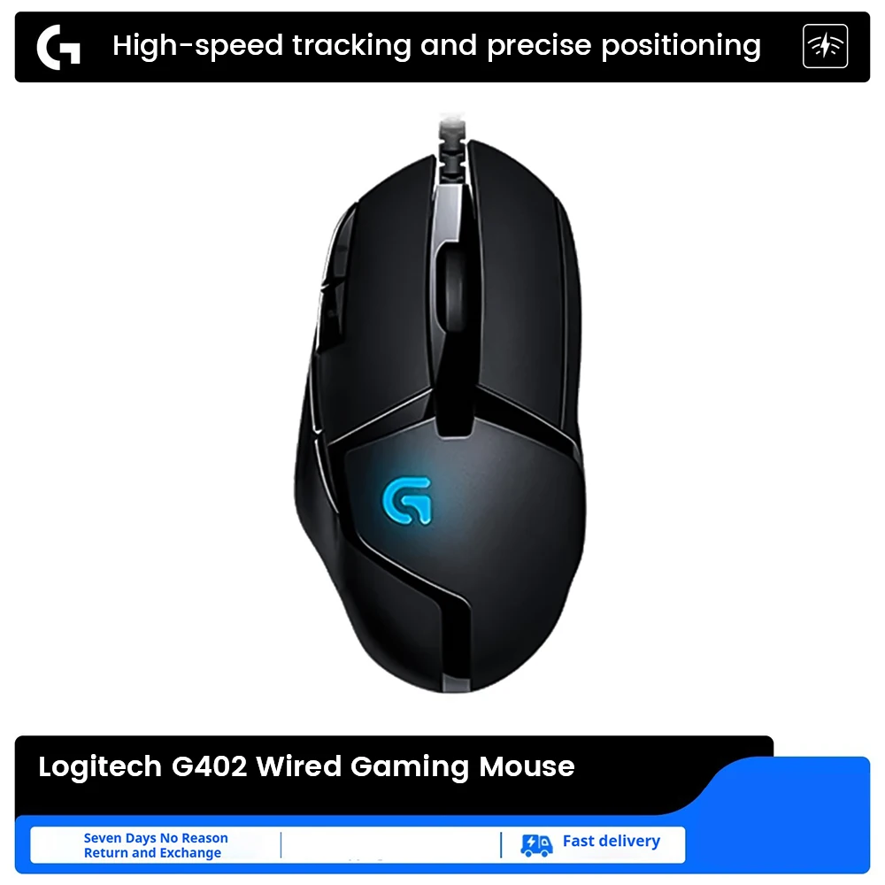 ماوس Logitech G402 Hyperion Fury FPS - مستشعر بصري عالي السرعة، 8 أزرار #1