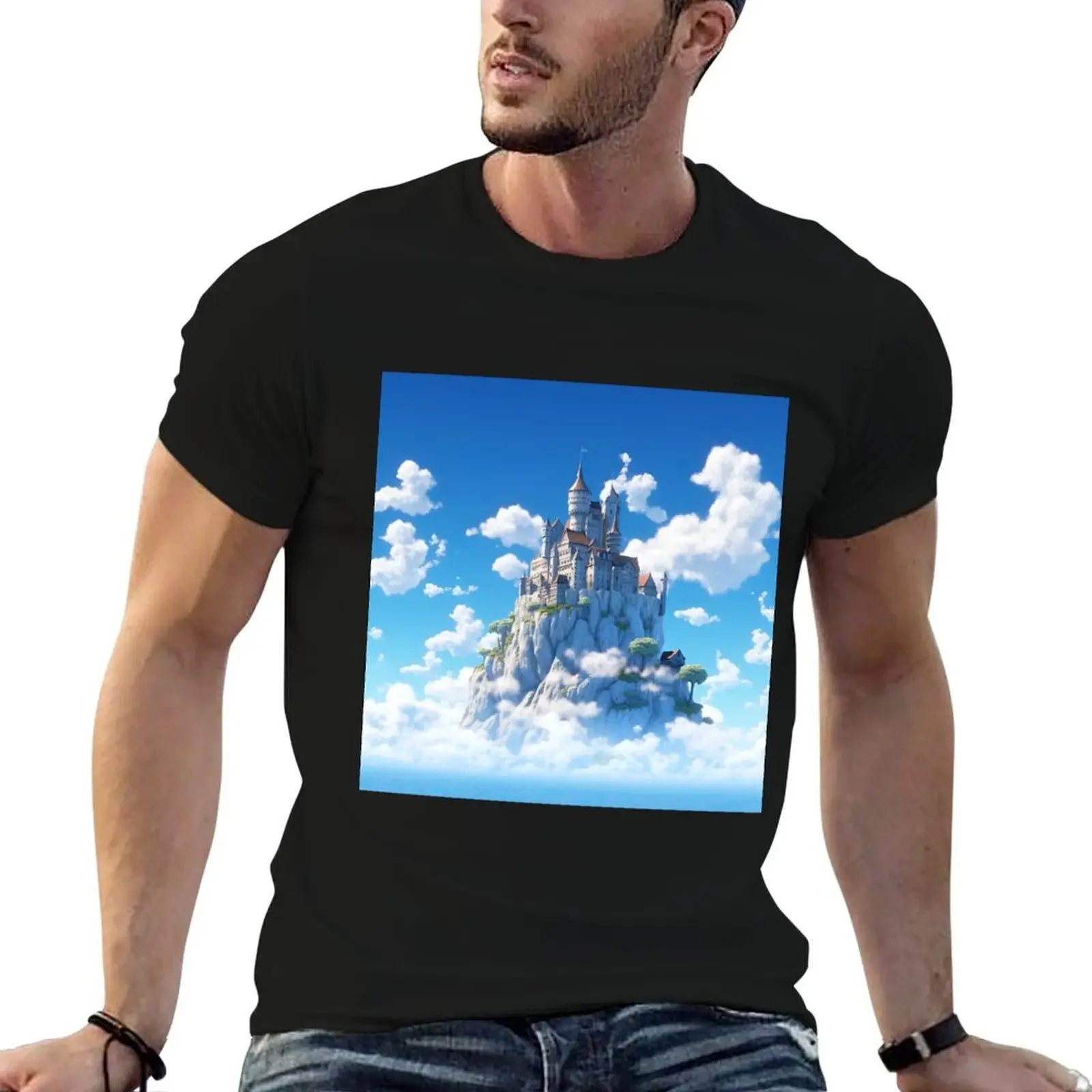 Castle in the Blue Sky T-Shirt essential t shirt oversized Men's clothing